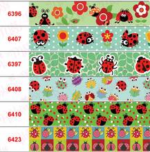 16mm-75mm Cartoon Ladybug Series Daisy Flower Printed Grosgrain/Elastic Ribbon DIY Party Decor Hair Bowknots 50yards/roll 2024 - buy cheap