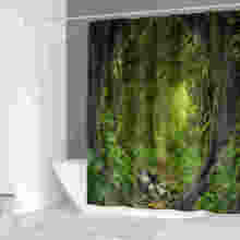 Natureza floresta impressão cortina de chuveiro árvores à prova dwaterproof água cenário cortinas de chuveiro poliéster pano banheiro 2024 - compre barato