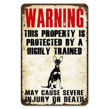 Warning This Property Is Protect By Miniature Pinscher Dog Tin Sign Vintage Farm Decor Art Pet Lover Tin Metal Sign 2024 - buy cheap