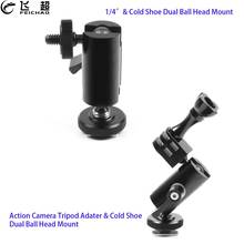 Magic Arm Cold Shoe + 1/4" Mount Tripod Adapter Dual Head 360 Adjustable Bracket for Monitor Light for Gopro 8 9 Insta360 ONE R 2024 - buy cheap