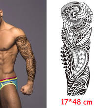 Водонепроницаемая Временная тату-наклейка с тотемным рисунком на всю руку, поддельные татуировки с черным рукавом, татуировки для мужчин и женщин 2024 - купить недорого