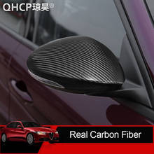Capa de espelho retrovisor qhcp, fibra de carbono real, proteção de abs, retrovisor, alfa romeo giulia stelvio 2024 - compre barato