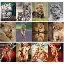 Pintura de diamantes 5D para decoración del hogar, bordado completo de animales, León, Tigre, jirafa, mosaico de diamantes de imitación 2024 - compra barato