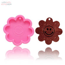 New DIY Silicone Mirror Epoxy Smiley Flower Keychain Pendant Mold Making Chocolate Biscuit Cake Decoration Baking Mold 2024 - buy cheap