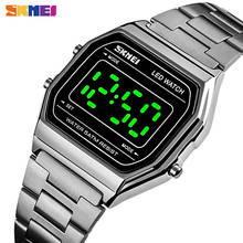 SKMEI-reloj Digital LED cuadrado de acero inoxidable para hombre, pulsera deportiva electrónica de lujo, resistente al agua, a la moda 2024 - compra barato