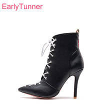 Brand New Sexy Nude Black Red Women Ankle Boots  Super High Heels Lady Motorcycle Shoes EM843 Plus Big Size 10 43 47 2024 - buy cheap