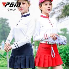 Pgm Golf Apparel Women Pleated Skirt+ Button Collar Shirts Suit Ladies Tennis Skirts Long Sleeve Shirts Golf Clothing D1057 2024 - buy cheap