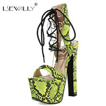 Lsewilly 2021 Summer NEW Style Sexy 16CM High Heels Pumps Sandals Platform Cross-tied Gladiator Party Print Women Shoes Size 46 2024 - buy cheap