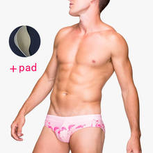 Calções de banho de verão calções de banho de praia calções de banho de cintura baixa push pad impressão masculina sexy swim briefs maiô 2024 - compre barato