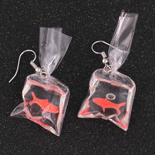 SexeMara 1Pair Kawaii Cartoon Resin Goldfish Imitation Water Bag Shape Charms Earrings Funny Cute Water Pouch Jewelry DIY Handma 2024 - buy cheap