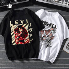 Camisetas Harajuku de Attack On Titan para hombre, Camisa de algodón de manga corta, diseño negro, estética japonesa, Anime, 2020 2024 - compra barato