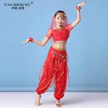 Профессиональный Восточный в стиле «Индийский Болливуд» живота Танцы костюм для танца живота, костюм для танцев для женщин Детский комплект для девочек, для детей 2 до 3 предмета в комплекте 2024 - купить недорого