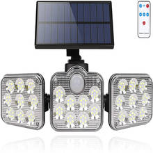 138 LED Solar Lights Outdoor 3 Head PIR Motion Sensor Wall Lights Remote Outdoor Super Bright Street Garage Garden Solar Lamps # 2024 - buy cheap