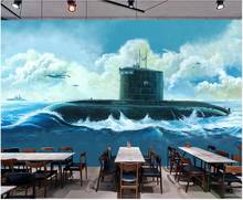 Papel de parede 3d com mural personalizado, retrô, pintado à mão, série militar, submersa, decoração para casa, papel de parede para sala de estar 2024 - compre barato