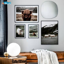 Póster de Highland Cow, oveja, oso, impresiones de lienzo nórdico, paisaje Animal, arte de pared, imágenes decorativas para sala de estar, decoración del hogar 2024 - compra barato