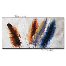 Abstract Feather Art Pure Handmade Colorful Oil Painting Unframed Artwork Paintings Picture Canvas Wall Art For Living Room 2024 - buy cheap