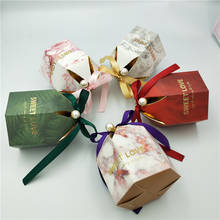 Caja hexagonal de diseño único para dulces, decoración de yurta y perlas, Cajas de Regalo de Chocolate, recuerdo de fiesta, novedad 2024 - compra barato
