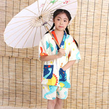 Conjunto de Kimono corto de estilo japonés para niños, ropa de dormir transpirable con estampado de Cartonn, de algodón, para verano 2024 - compra barato