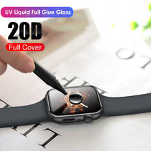 Protector de pantalla de vidrio templado 20D para Apple Watch Series 5 4 3 2 1, pegamento UV de cubierta completa, película de 40mm 44mm 38 42mm 2024 - compra barato