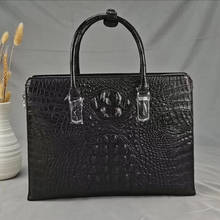 Authentic Crocodile Skin ZIP Closure Businessmen Passcode Working Briefcase Genuine Alligator Leather Male Top-Handle Handbag 2024 - buy cheap