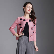 Miyake plissado 3d apliques blusas 2022 primavera manga longa botão topos feminino floral rosa designer roupas de moda 2024 - compre barato