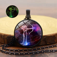 12 Constellation Black Chain Glass Dome Luminous Pendant Necklace Women Men Fashion Jewelry Charm Glowing Necklace Gift 2019 2024 - buy cheap