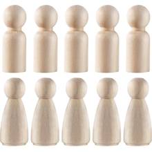 10 Pieces 65 mm Unfinished Wooden Peg Dolls Wooden Tiny Doll Bodies People Decorations,Wood Color 2024 - buy cheap