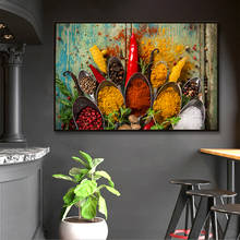 Comida e especiarias pintura em tela moderna pinturas de parede para cozinha restaurante decoração para casa hd fotos impressas da lona cartazes 2024 - compre barato