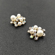 10 PCS 16*18mm Imitation Pearl With Rhinestone Flower Hair Accessories Decorations Handmade DIY Jewelry Making 2024 - buy cheap