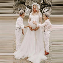 Vestido de noiva feminino grávida, mangas de quarto, apliques de renda, feito sob encomenda, roupa de casamento 2024 - compre barato