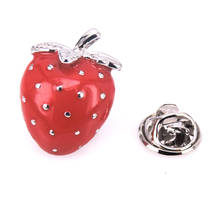 Novelty Men's Brooch red strawberry pin Hand painted enamel brooches high quality mens accessories wholesale free shipping XZ016 2024 - buy cheap