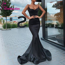 Abiye Gece Elbisesi Black Mermaid Evening Dresses Long  Satin Evening Party Dresses Spaghetti Straps Formal Dress Robe De Soiree 2024 - buy cheap
