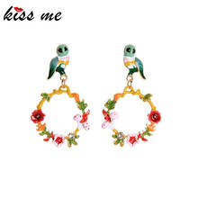 kissme Spring Multicolor Enamel Cute Owl Garland Drop Earrings For Women Delicate Crystal Flower Earrings 2020 Fashion Jewelry 2024 - buy cheap