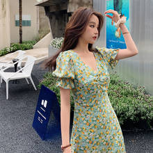 Women Long Floral Chiffon Dress Summer 2022 Runway Elegant Boho Vinatge Fairy French Casual Beach Vacation Party Night Vestidos 2024 - buy cheap