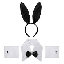 Women Bunny Cosplay Costume Outfit Cute Girl Rabbit Ears Headband Collar Bowtie Cuffs Set for Halloween Bachelorette Parties 2024 - buy cheap