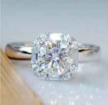 Anéis de casamento cor de prata originais para mulheres, aaa quadrado, grande 2 quilates, cz, diamante, joia de anéis de noivado 2024 - compre barato