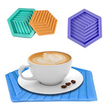 Caneca coaster molde diy molde de cola epoxy forma hexagonal simples bolo decoração molde de silicone dropshipping atacado 2024 - compre barato