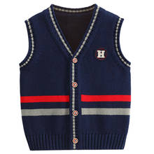 Kids Vest Spring Autumn Knit Stripes Boys Waistcoat Toddler Baby Jackets Casual Single-breasted V-neck Boys Sweater 1 2 3 4 5 Y 2024 - buy cheap