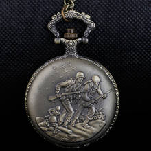 Бронзовые кварцевые карманные часы в стиле стимпанк с цепочкой для мужчин и женщин, подвеска, ожерелье, часы CF1075 2024 - купить недорого