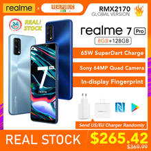 Realme 7 pro versão global 8gb ram 128gb rom 65w superdart carga 64mp quad câmera amoled in-display impressão digital 2024 - compre barato