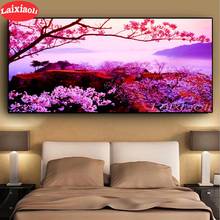 Large Diy Diamond Painting pink tree landscape Full square round drill 5d Diamond Embroidery mosaic romantic art Cherry blossoms 2024 - buy cheap