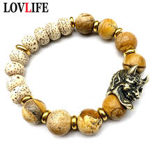 Brass Skull head Beads Bracelets Xingyue Bodhi Pure Copper Accessories Punk Hiphop Male Hand Jewelry Gifts 2024 - buy cheap