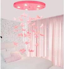 Chandelier pink children's princess room bedroom lamp butterfly ceiling lamp led restaurant porch decoration lamp American Frenc 2024 - buy cheap