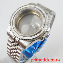 Pulsera de cristal de zafiro de 40mm, correa de acero inoxidable 316L, compatible con 2813 Miyota 8215 ETA 2836, movimiento 2024 - compra barato