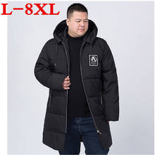 Jaqueta masculina de algodão acolchoada com capuz, casaco preto sólido e comprido, à prova de vento, plus size, 9xl, 8xl, 7xl 2024 - compre barato
