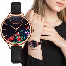 Relojes de Cuero con flores para Mujer, pulsera de cuarzo de lujo, 2020 2024 - compra barato