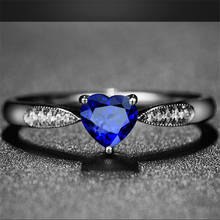 Anel de cristal de zircão azul g para mulheres, luxuoso, anel feminino com preenchimento de ouro branco, joias para presente 2024 - compre barato