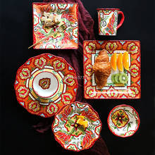 Conjunto de prato de cerâmica criativo, conjunto doméstico de louças criativas, tigela para jantar, bife, rede vermelha para o café da manhã, prato agradável 2024 - compre barato