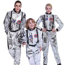 Traje espacial prateado, fantasia de astronauta para homens e mulheres, adulto, plus size, traje de piloto, fantasia de halloween, macacão de peça única 2024 - compre barato