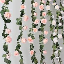 1.8 M Artificial Rose Vine Flower Wall Supplies Leaves Plant Photography Props Wedding Decoration Fake Flower For Home Decor 2024 - buy cheap